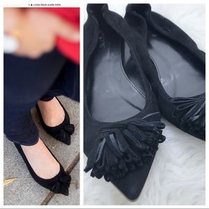 NWT JCrew $118 Lottie Tassel Flats Suede 6.5 Black